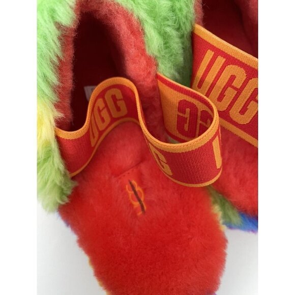 UGG Woman's Fluff Yeah Rainbow Stripe Cali Collage Slide Slippers EU 37 US 6 - Picture 6 of 7